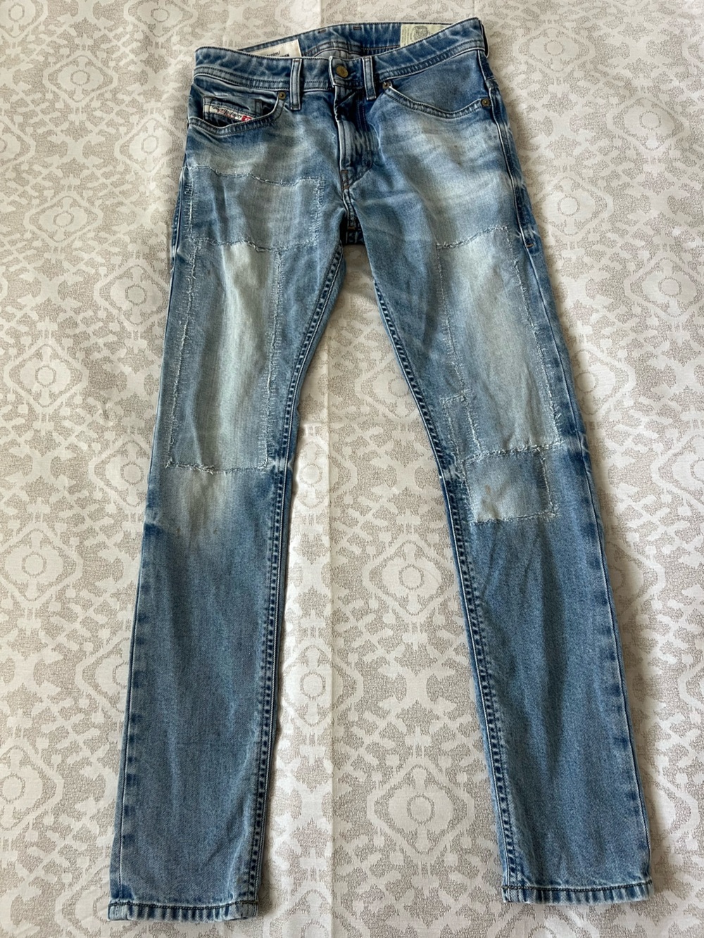 Diesel Men's W28-L30 THOMMER Light Wash Skinny Jeans - Faded Blue